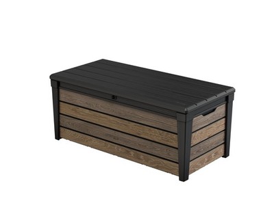 Deck Box 120 Gallon Resin Storage Organization Outdoor Walnut 263766 Keter Patio