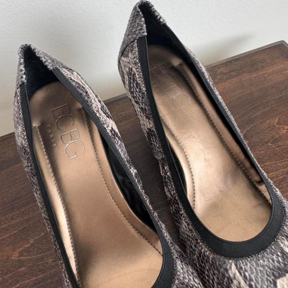 Snakeskin Ballet Flat Wedge Size 9 python gray bl… - image 4