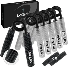 Logest Metal Hand Grip Set, 100LB-350LB 6 Pack (6 Pack) 