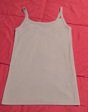 No Boundaries Women s Ribbed Solid Camisole Strap Tank Top Beige Size S