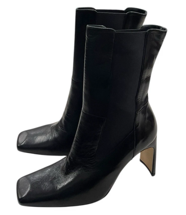 全新 450 美元 MIISTA Jeanne 皮革踝靴 黑色 尺码:38 — 第 3/4 张图片
