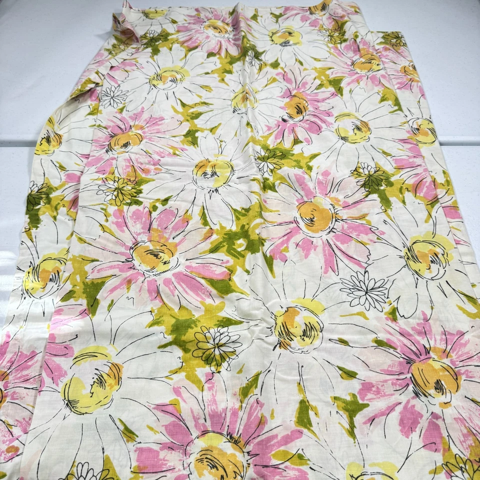 perpell flat sheet full pink yellow floral blend large blooms y2k 90s 80s - Image 3 of 4