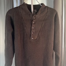 LL BEAN 0 DC36 Men's Button-Up green Crewneck Sweater