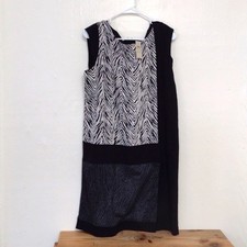 Ann Taylor Black Colorblock Zebra Mixed Print Boxy Shift Dress Size LT NWT