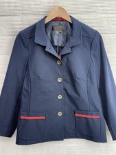 Nina McLemore Jacket Blazer Navy Red Trim Stretch Classic Size 8