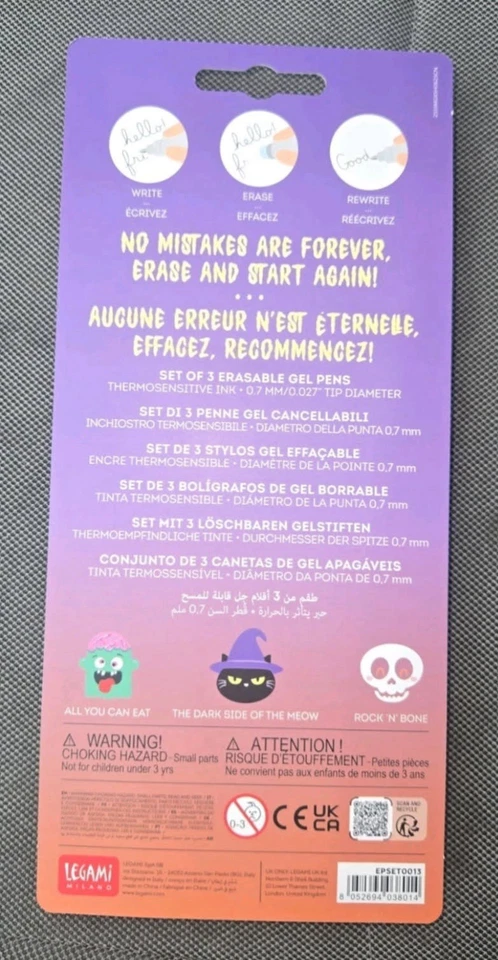 Legami Milano Pack De 3 Stylos Gel Effaçables The Boo Crew Édition Limitée 2025 - Photo 2/2