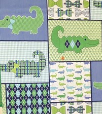 Little Gentlemans Alligator Quilt Patchwork Fabric by Springs Creative, BTHY