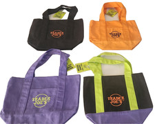 NWT TRADER JOE'S 2025 Limited Set 4 Reusable Mini Halloween Canvas Tote Bags