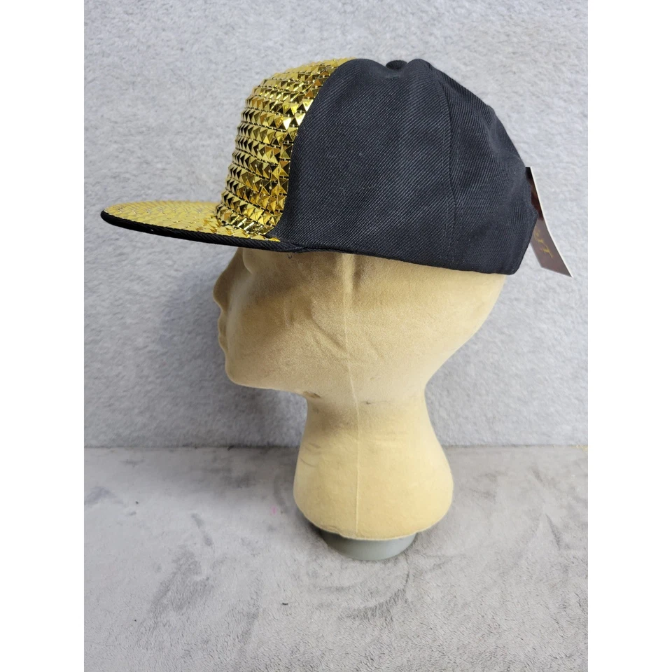 Gorra de béisbol ajustable con lentejuelas doradas con cierre a presión Disfraz de fiesta Brillante Foto 4 de 4