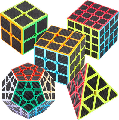 5er Set Zauberwürfel Carbon Speed Cube Pyraminx Megaminx 2x2 3x3 4x4