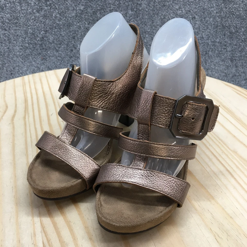 Sandalias de tacón Aerosoles para mujer 5,5 M de cuero bronce Heartland con tiras y hebilla Foto 3 de 4