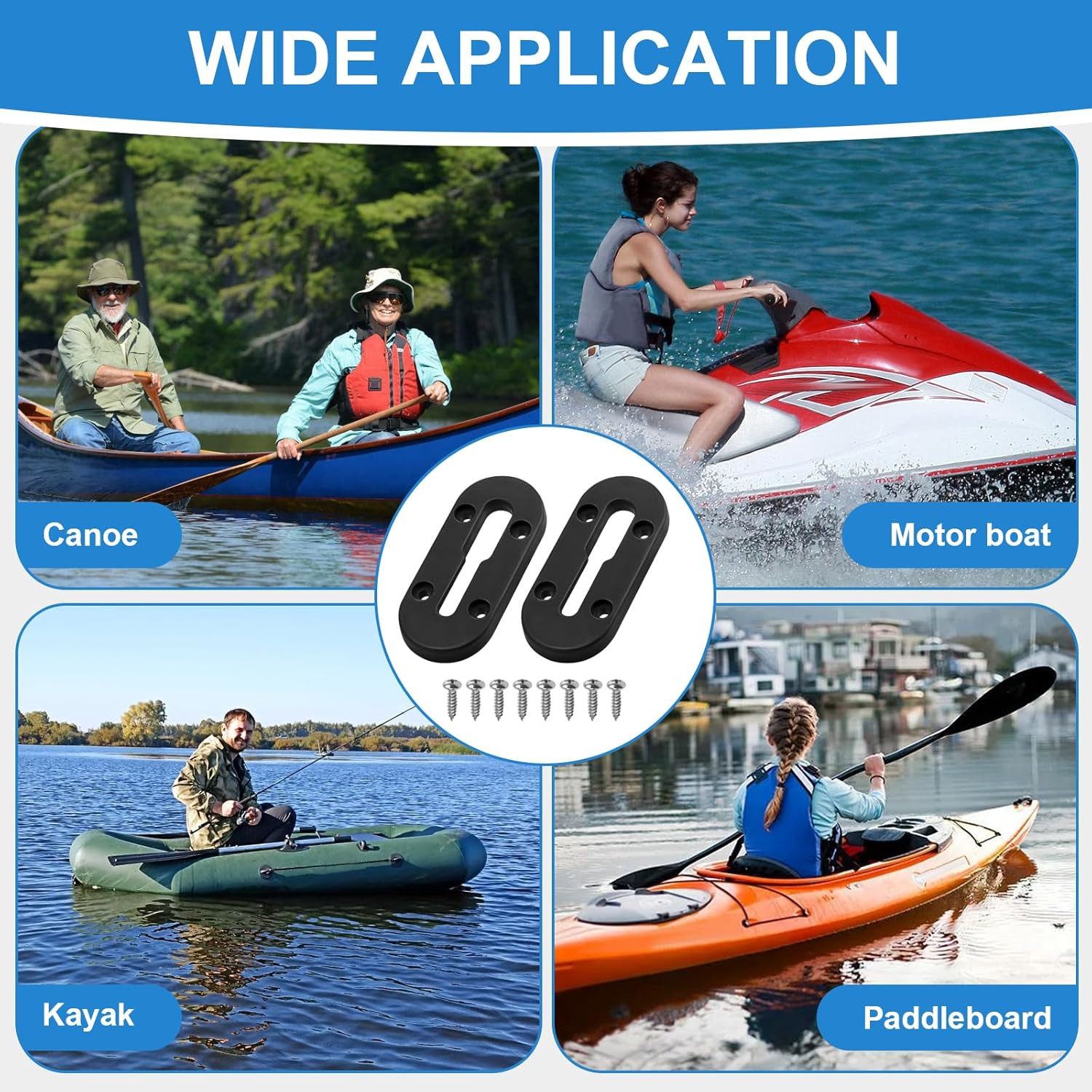 Kayak Track Mount Low Profile Rail 4In 4 Holes 2 Pack Accessories Holder