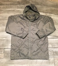 Nike Puffy Insulated Gray Hooded Full Zip Parka Coat Jacket Size Large Vintage