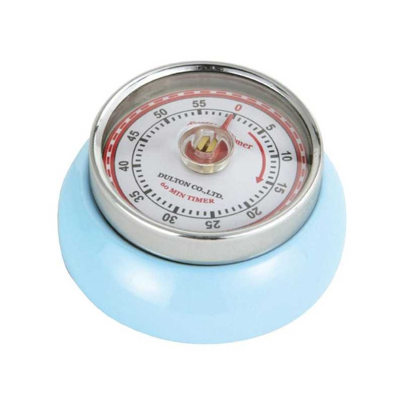 Minuteur de cuisine bleu ciel Zassenhaus rétro analogique en acier chromé
