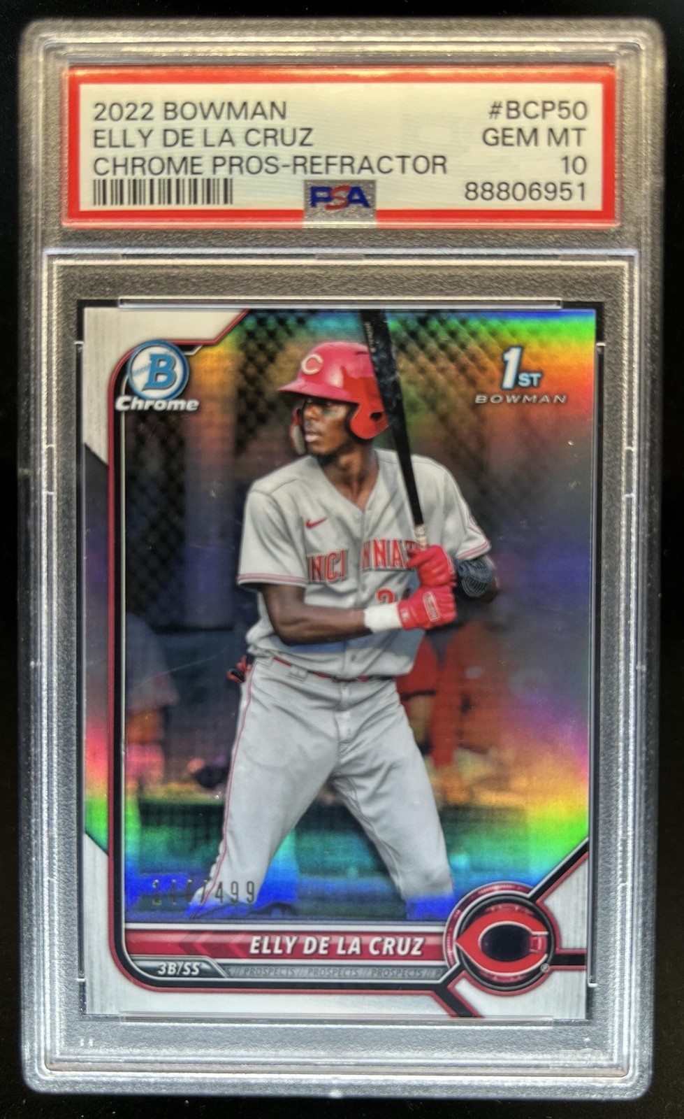 2022 Bowman Elly De La Cruz Chrome Refractor 1st Prospect #/499 Reds PSA 10
