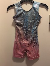 Girls Size 8 130 Eu Blue Pink Diamond Gymnastics Leotard New