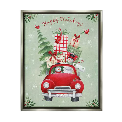 Holiday Stacked Gift Car by Emma Leach 1-Piece Floater Frame Graphic Print Trave
