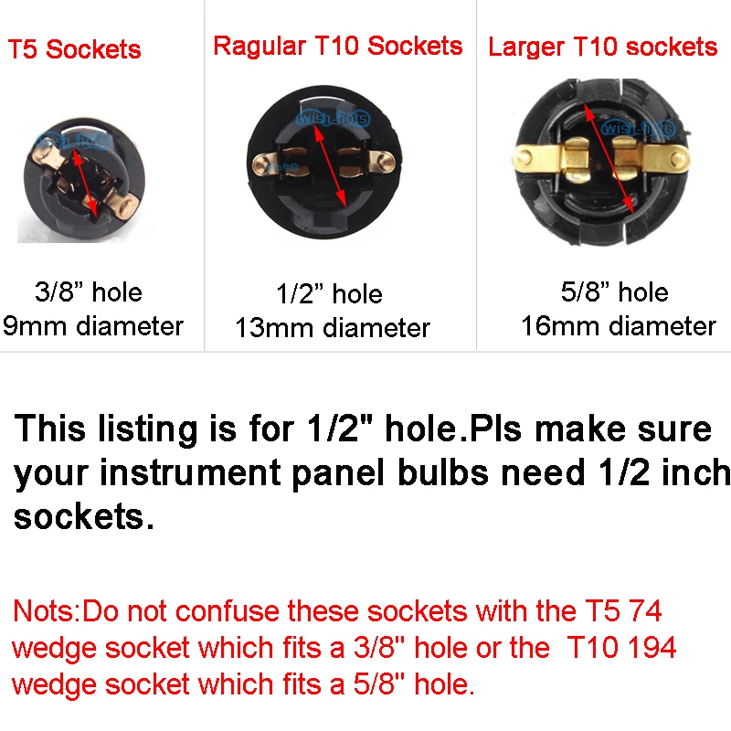 Cuadro de instrumentos 10X 168 T10 bombillas tablero enchufes enchufe para Ford Foto 2 de 4