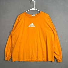 Vintage Adidas Orange Long Sleeve Crewneck T-Shirt Adult Large USA Made Mens