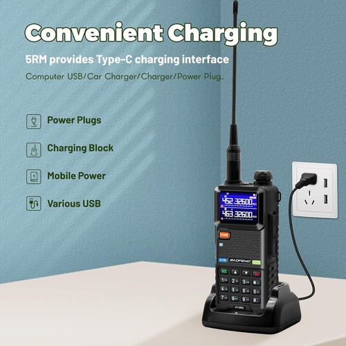 High-Power UV-5RM Walkie Talkie Set mit Luftkanal Hörmuschel & USB-C Ladegerät - Bild 6 von 11