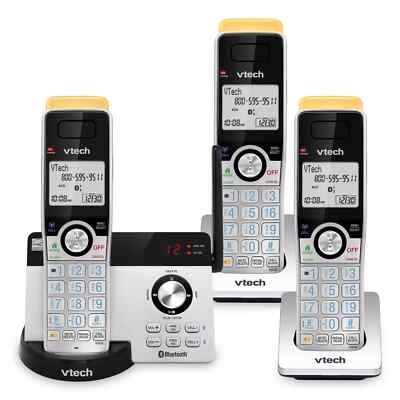 3-Handset Expandable Cordless Phone with Super Long Range Bluetooth Connect to C