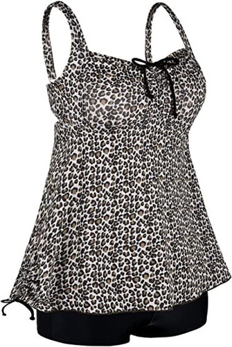 Septangle Women Plus Size Bathing Suits Paisley Print Two Piece Swimsuit Tankini - Picture 2 of 6