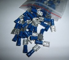 100PCS Vinyl Female Wire Terminal Blue 16-14 Ga AWG Quick Disconnect Connectors