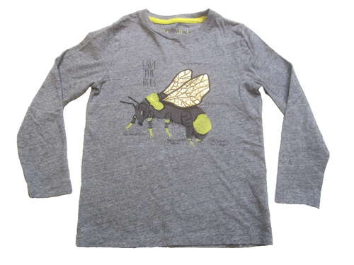 Mini Boden Boys Long Sleeve Save the Bees Appliqué T Shirt Sz 6-7y 122cm