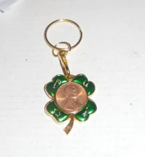 Lucky Coin Token Lincoln Penny Keychain Chain Pendant Birthday Clover 1990 Luck 