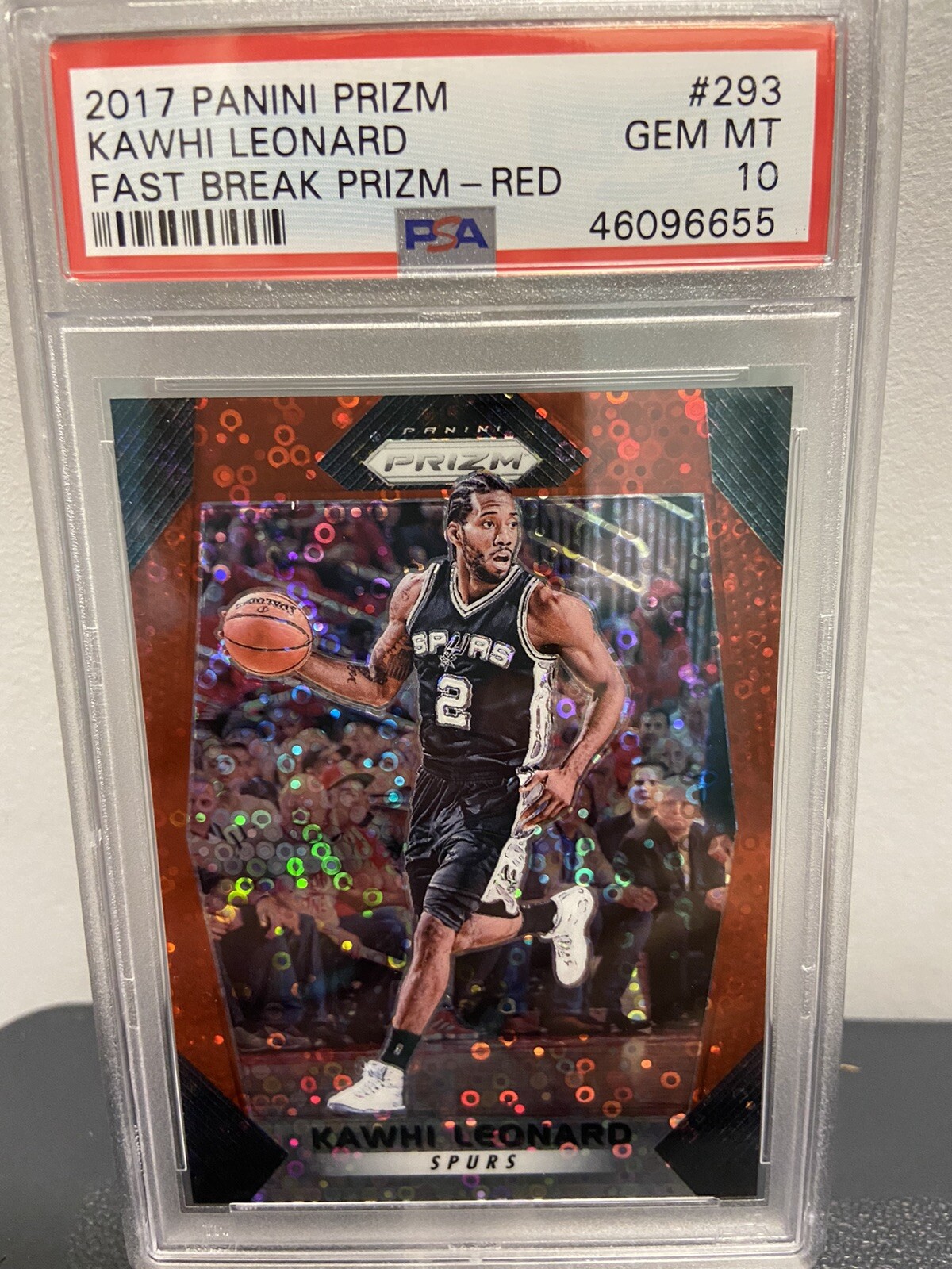 2017 Prizm Fast Break Prizm Red #293 Kawhi Leonard /125 PSA 10 Gem Mint Pop 8!