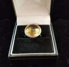 Solid Sterling Silver Light Green Round cut Crystal Ring