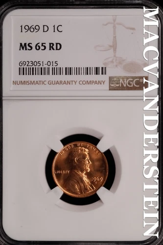 1969-D Lincoln Memorial Cent - NGC MS 65 RD - Choice Gem Brilliant Unc  #SLG310