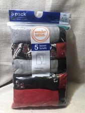 Wonder Nation Boys 5 Pack Red/Black Boxer Briefs Underwear Size L/G - 10-12 NIP
