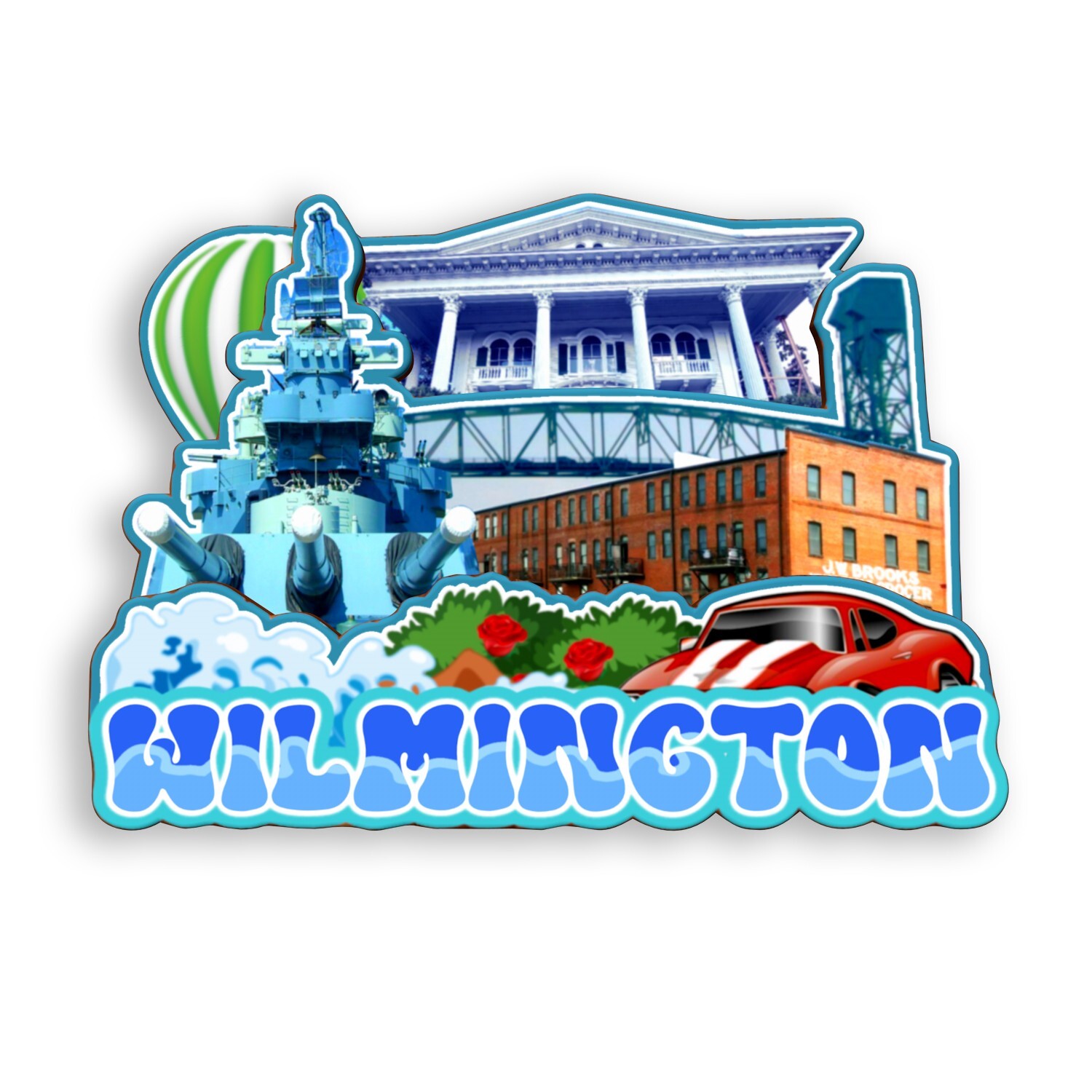 Wilmington North Carolina USA Refrigerator magnet 3D travel souvenir wood gift