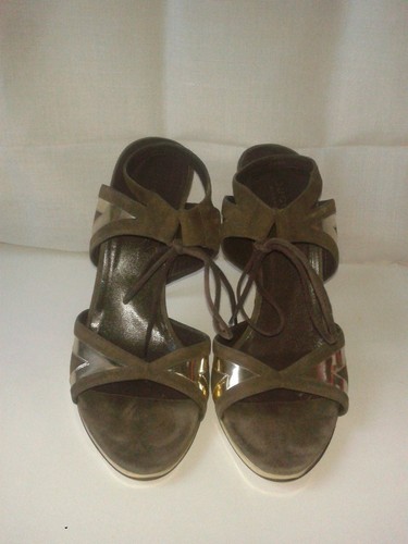 Sandali GUCCI marroni con profili color oro - taglia 39,5 - Picture 3 of 6