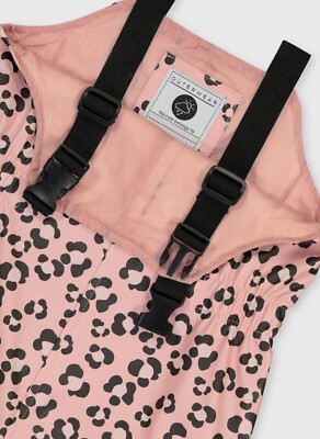 Kids Girls Pink Leopard Shower Resistant Puddlesuit UK