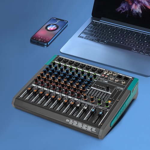 8-Kanal-Audio-Mischpult DJ Live Mixer Studio Pro-Audio Equipment Mixer - Foto 4 di 24