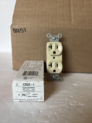NEW Pass & Seymour CR20-I Ivory Duplex Receptacle Commercial Grade 20A 125V