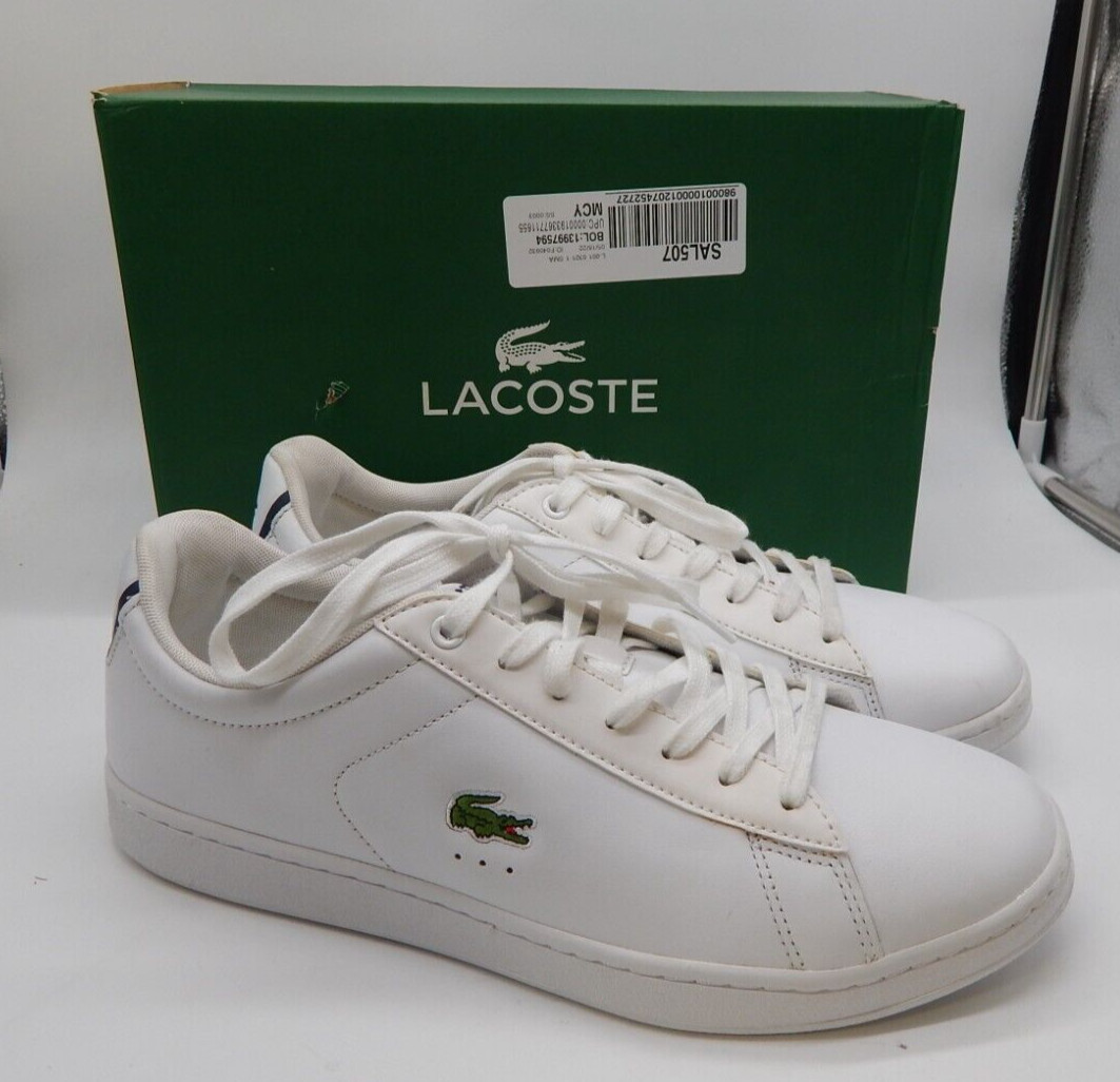 Lacoste Mens White Leather Lifestyle Sneakers Shoes … Gem