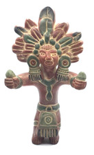 Vintage Mayan Warrior Figurine Clay Terracotta 8&rdquo; Tall