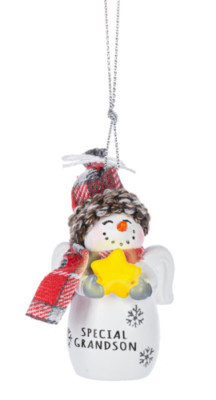Ganz Snow Angel Ornament w/Glow in Dark Star ''Special Grandson'' 2 1/2''