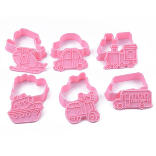6pcs 3D Car Plane Cookie Cutter Biscuit Mold Train Vehicle Baking Cake Cutte ❤FR - Picture 1 of 6