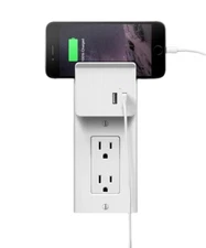 Aluratek AC 2-port USB Charging Wall Plate w/2 Outlet White - AUWCS02FS