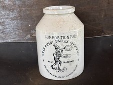 58507 Old Vintage Antique Printed Ironstone Pot Jar Ink Well Simplex Printing