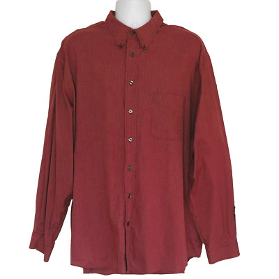 Eddie Bauer Mens Shirt XXL Tall Wrinkle Resistant Button Down Red Plaid Preppy
