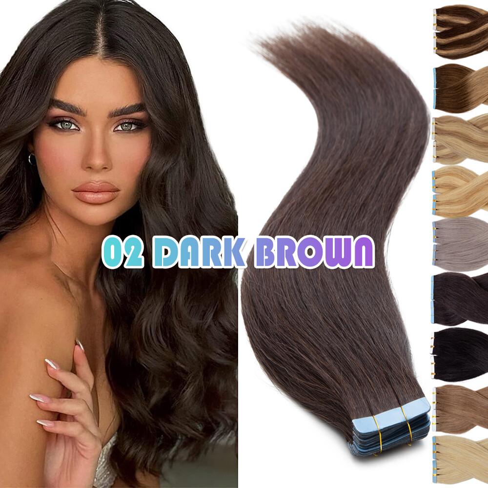 THICK BLONDE Tape In Russian Remy Human Hair Extensions Seamless 40pcs