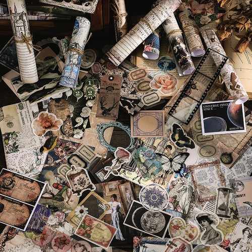 100 pegatinas de papel retro de tiempo diarios basura bala hágalo usted mismo álbumes de recortes manualidades - Imagen 2 de 28