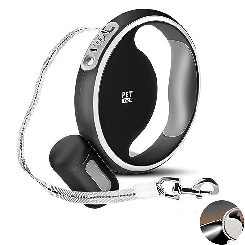 Dog Retractable Leash w/ Flashlight & Poop Waste Bag Dispenser, Anti Slip Handle - Picture 1 of 6