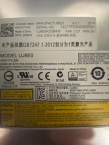 MATSHITA UJ8E0 CD DVD DVD-RAM Writer Drive DVD RW Burner Drive w Caddy T3610