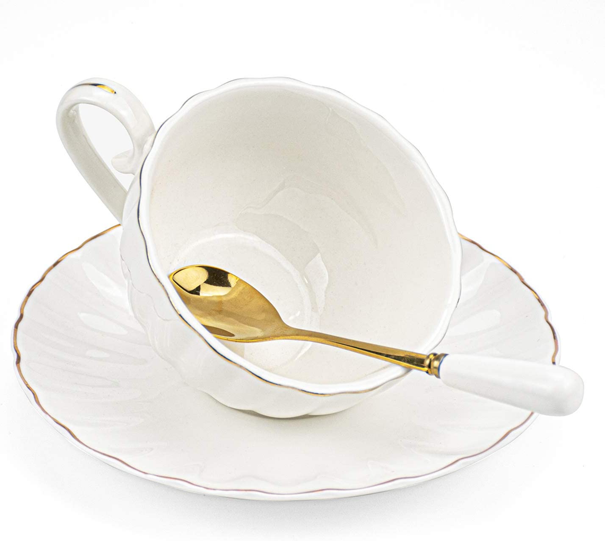 Floral Tea Cups Foraineam Set Of 6 - 6oz Porcelain Cups With Saucers ...